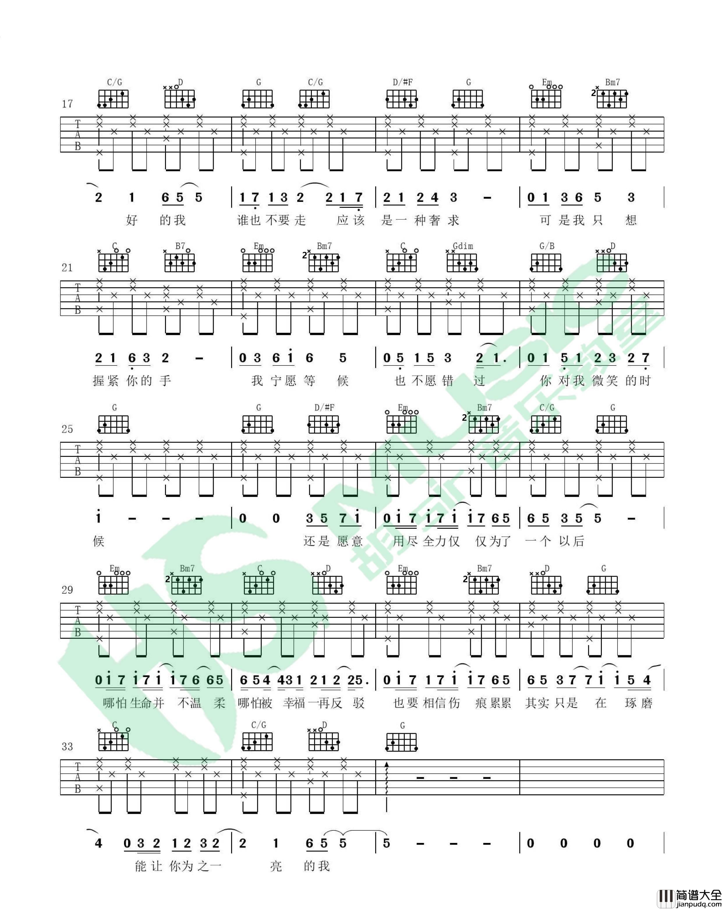 脆弱一分钟_林宥嘉_G调版六线谱标准版_吉他谱_林宥嘉_吉他图片谱_高清