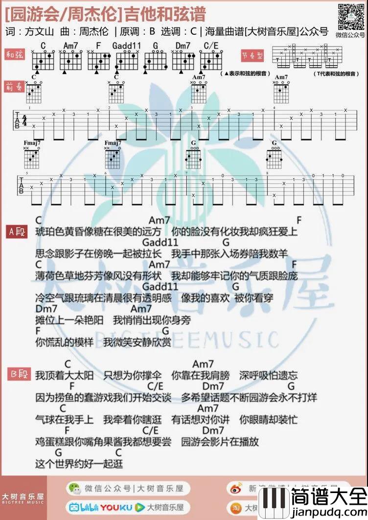 周杰伦_园游会_吉他谱(C调)_Guitar_Music_Score