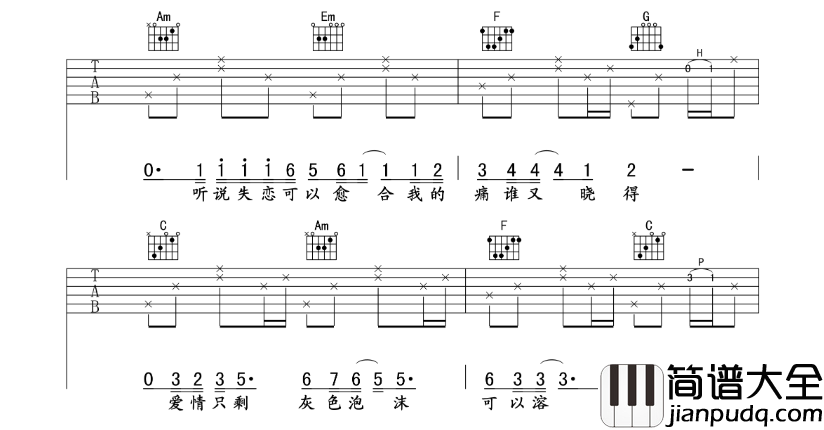 许嵩_飞蛾_吉他谱