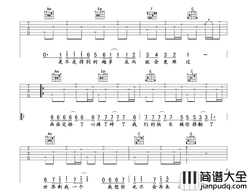 许嵩_飞蛾_吉他谱