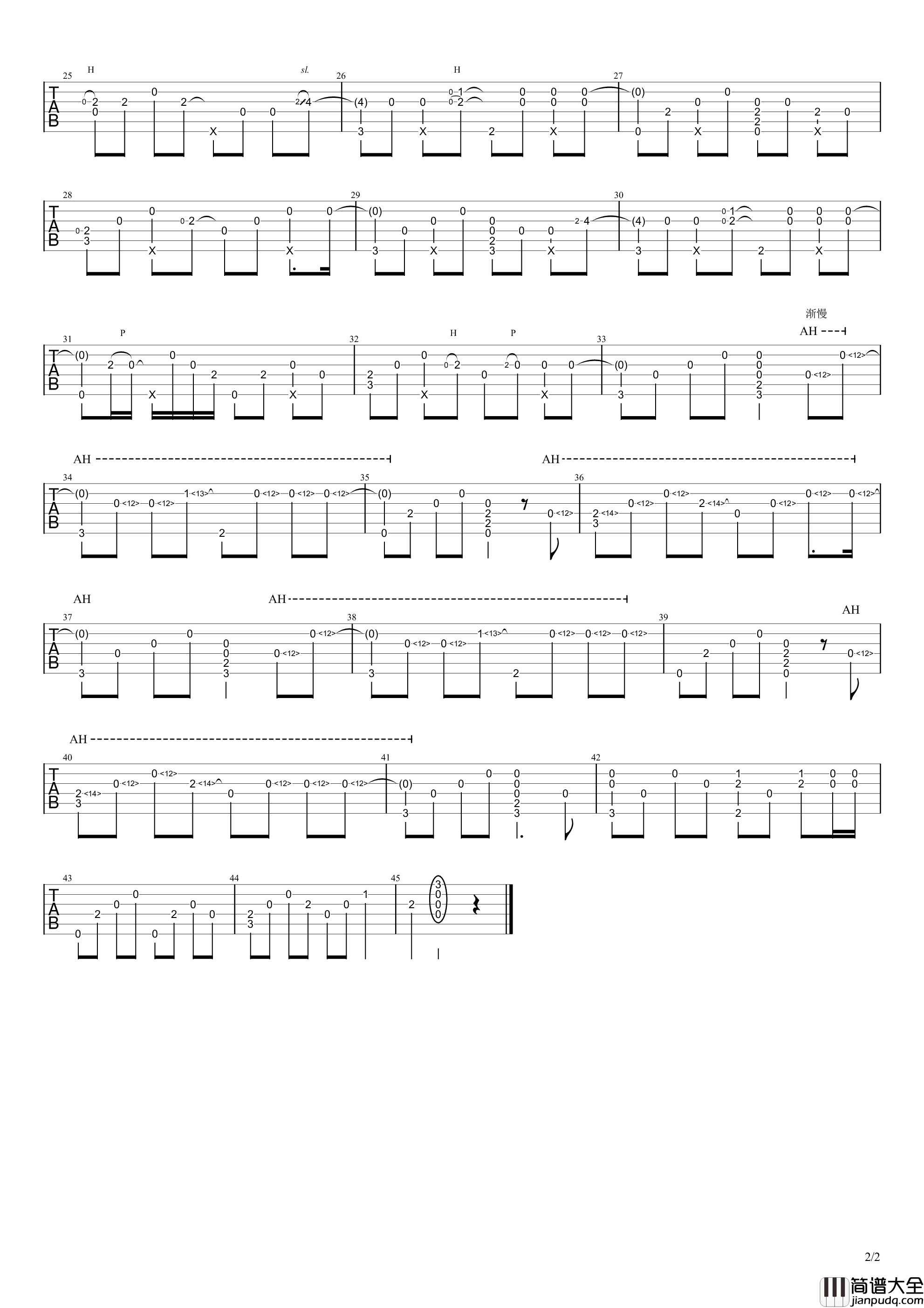 周杰伦_说好不哭_吉他谱_弹唱谱_六线谱_泛音指弹版