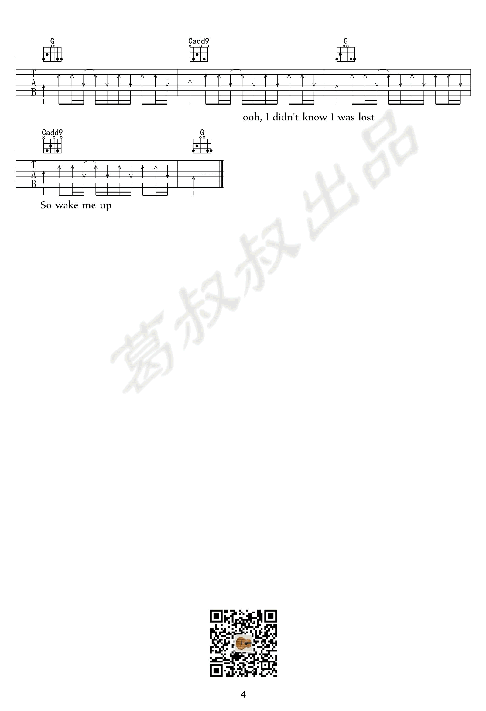 Wake_me_up吉他谱_Glee_Cast欢乐合唱团_弹唱谱