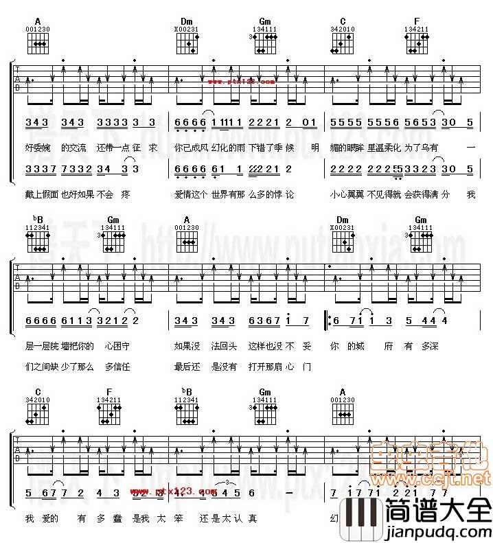 城府|吉他谱|图片谱|高清|许嵩