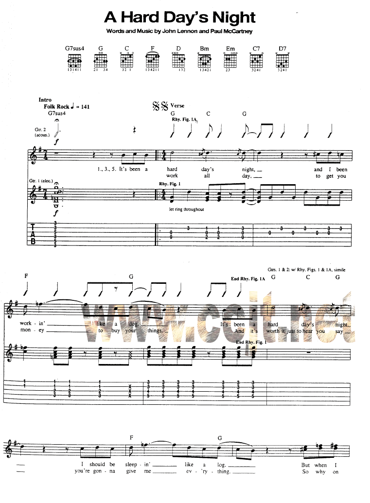 A_Hard_Da's_Night|吉他谱|图片谱|高清|Beatles|披头士