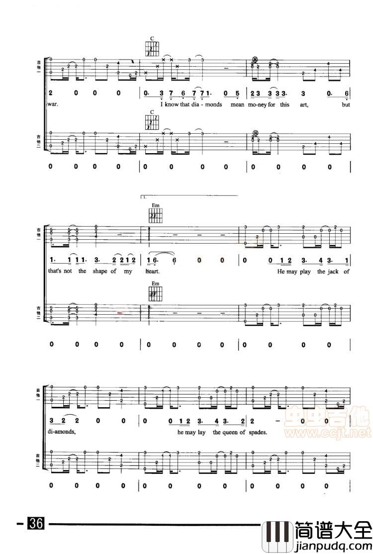 Shape_of_My_Heart_|电影_这个杀手不太冷_主题曲|吉他谱|图片谱|高清|这个杀手不太冷
