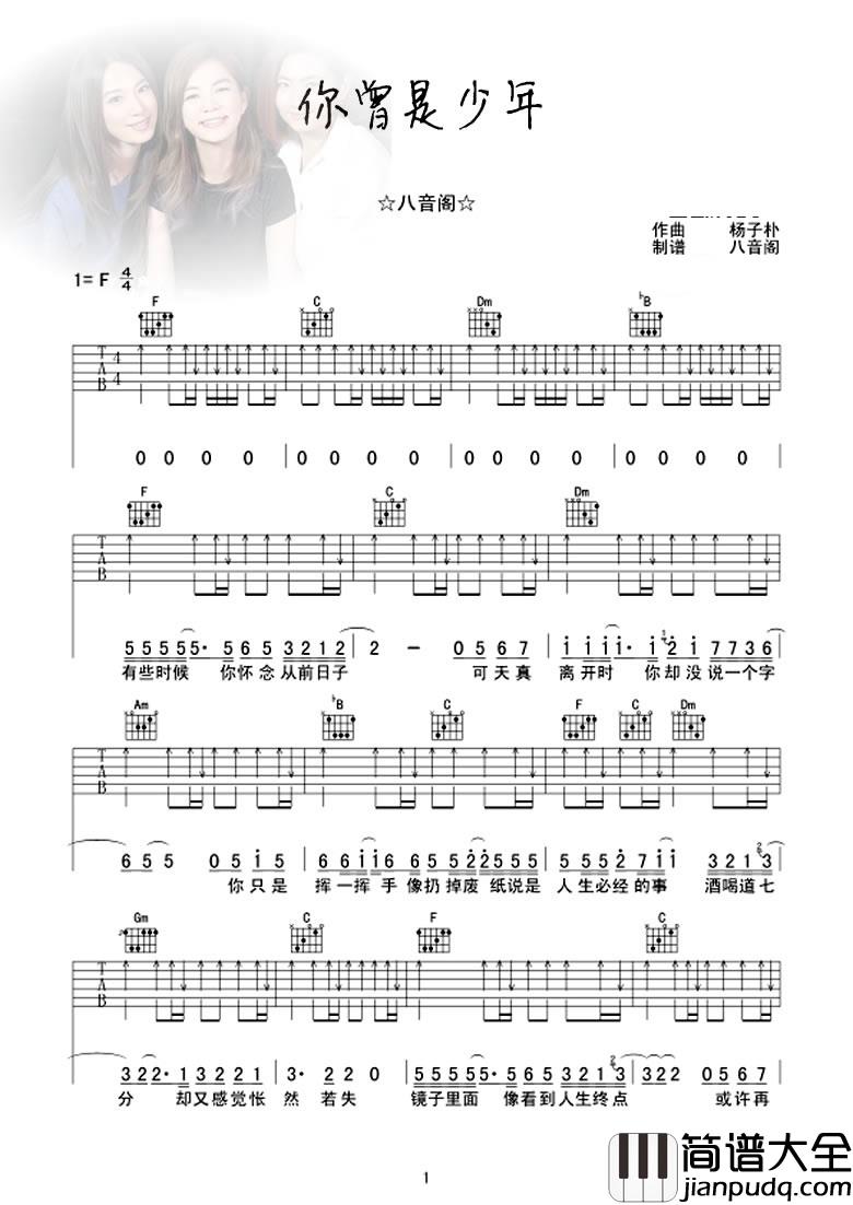 你曾是少年_SHE_你曾是少年吉他弹唱谱_吉他谱_群星_吉他图片谱_高清