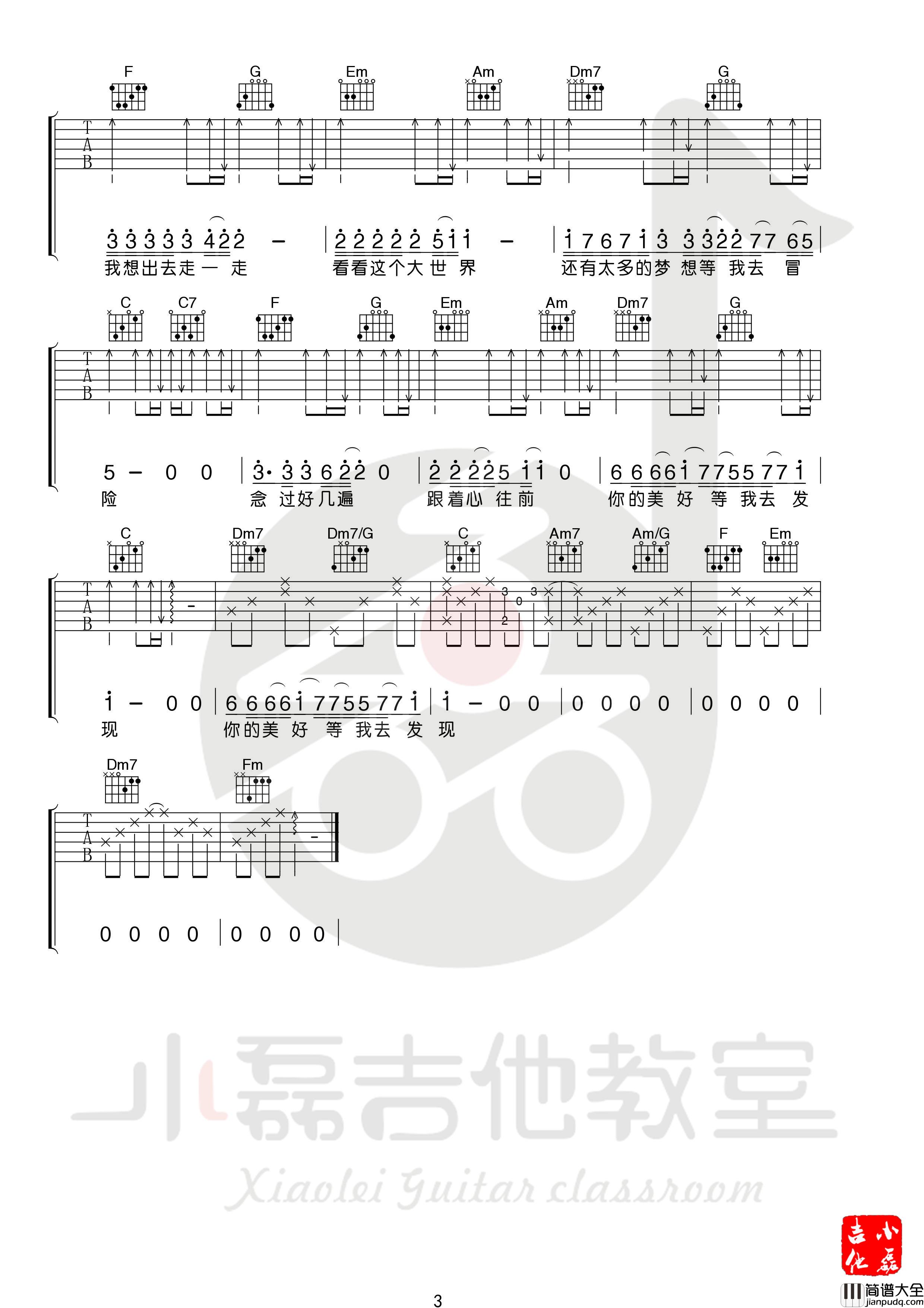 流浪吉他谱_卢炎_C调原调版吉他谱附教学视频