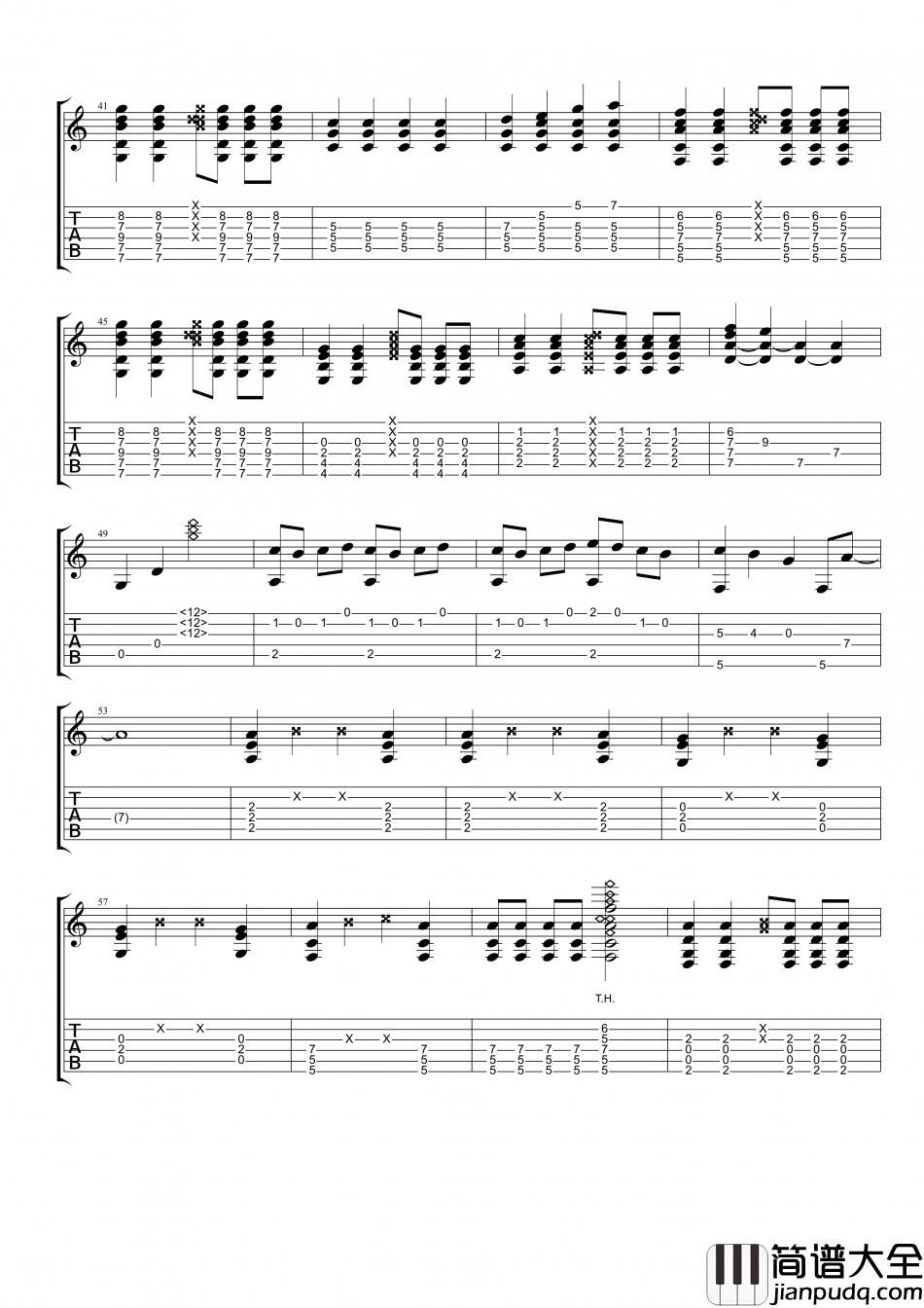 家家_命运_指弹__吉他谱_Guitar_Music_Score