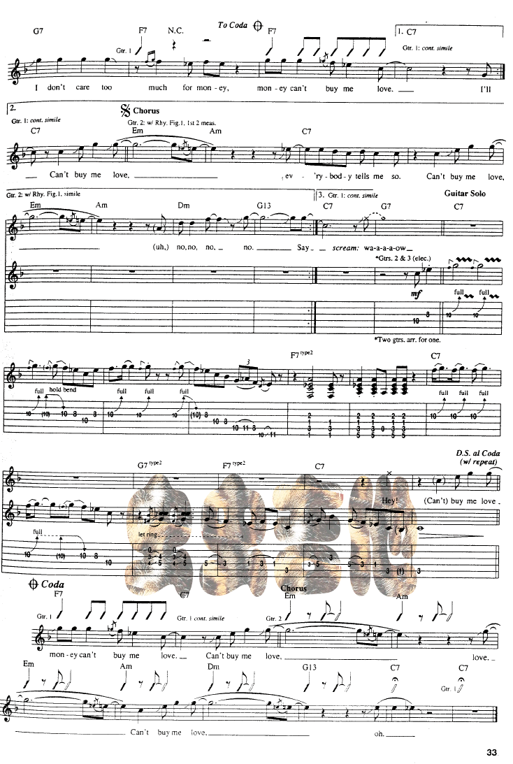Can't_Buy_Me_Love|吉他谱|图片谱|高清|Beatles|披头士