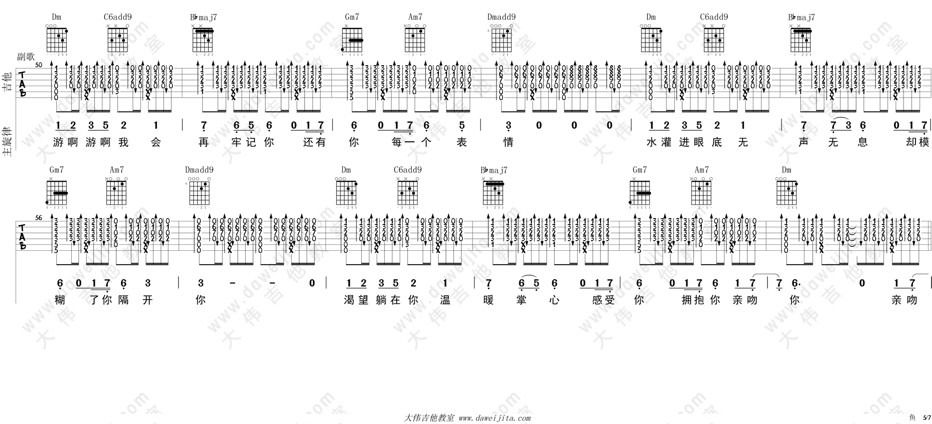 姚贝娜_鱼_吉他谱(F调)_Guitar_Music_Score