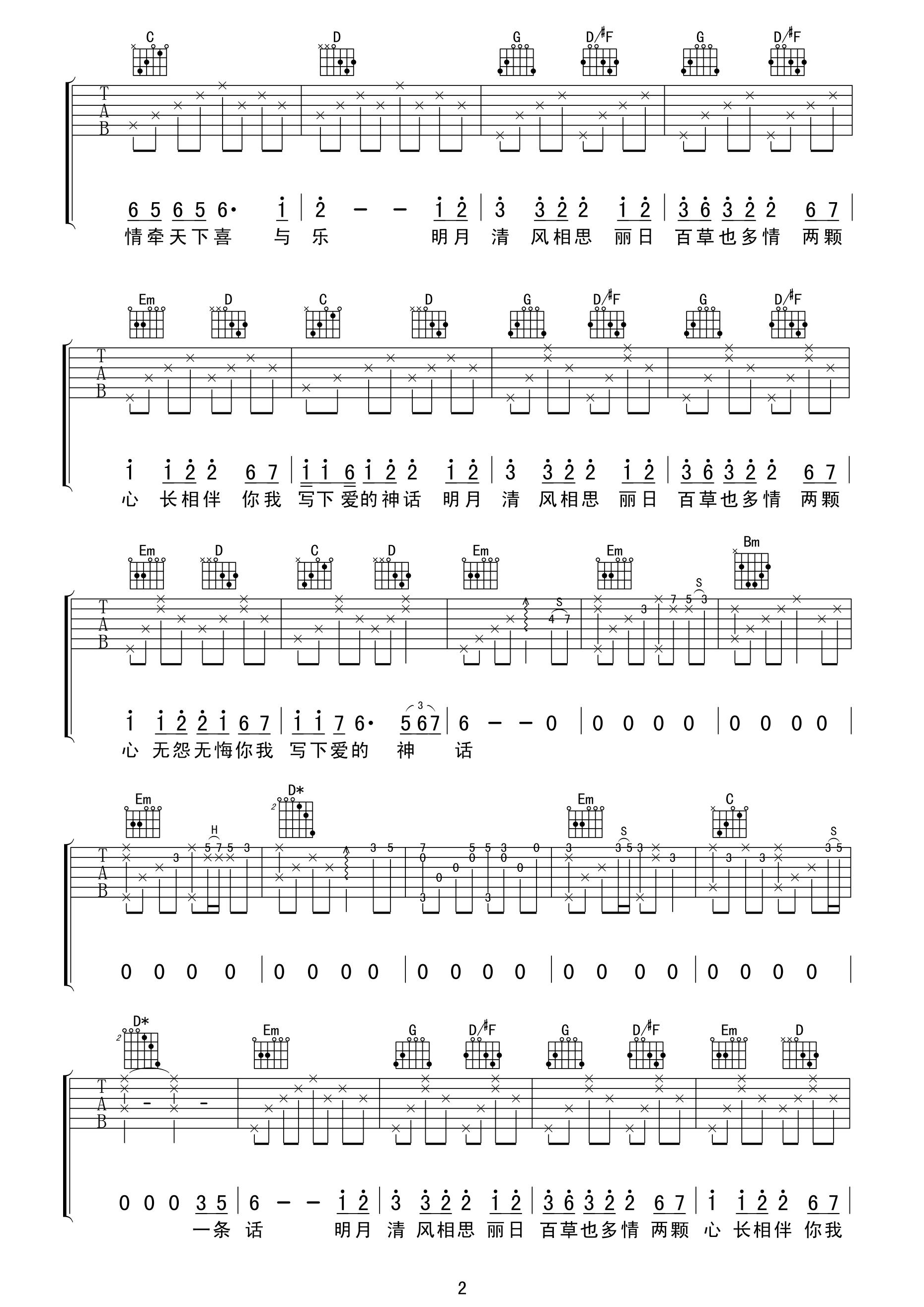 谭晶_康美之恋_喀什怒放__吉他谱_Guitar_Music_Score