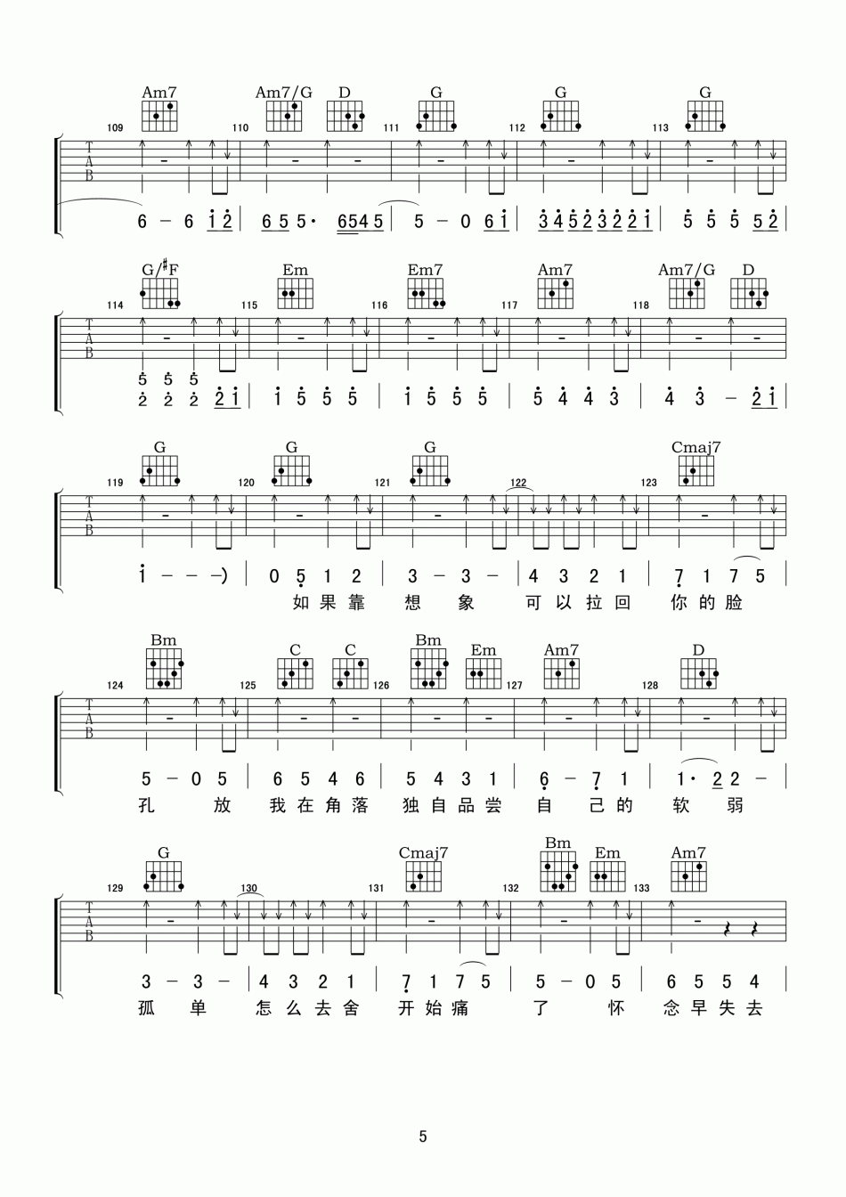 魏晨_过客_吉他谱_Guitar_Music_Score