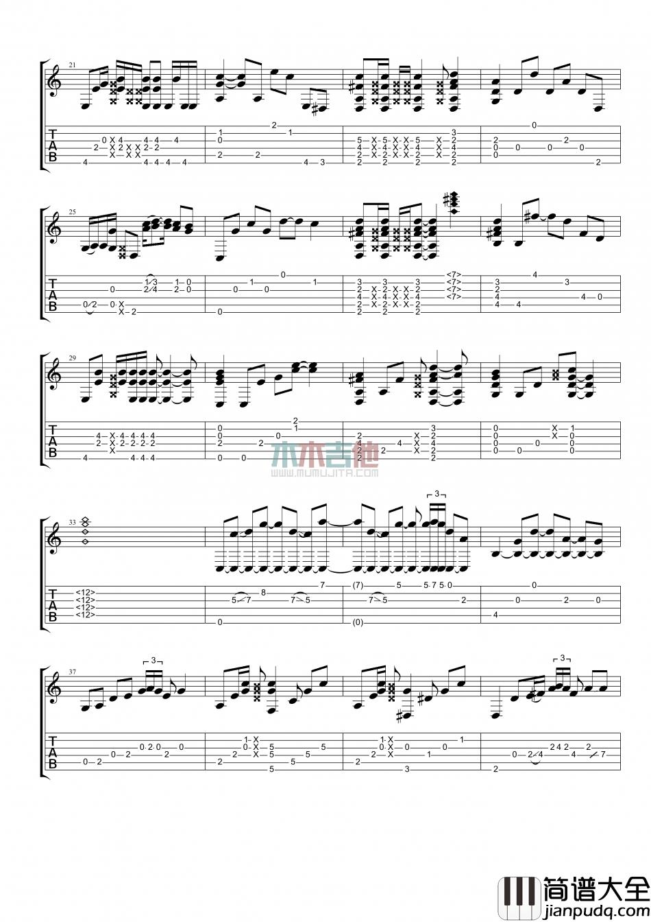 林俊杰_心墙_指弹__吉他谱_Guitar_Music_Score