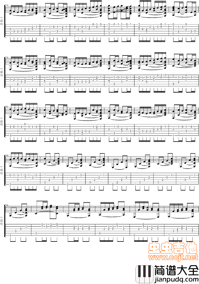 卡农_古典吉他完美版|吉他谱|图片谱|高清|经典名曲