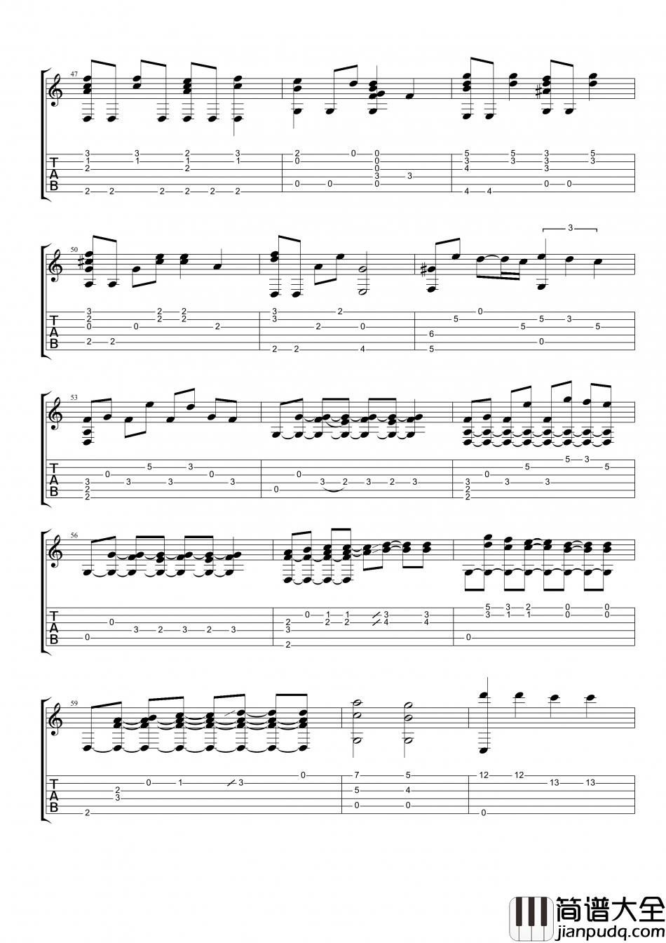 陈绮贞_家_指弹__吉他谱_Guitar_Music_Score