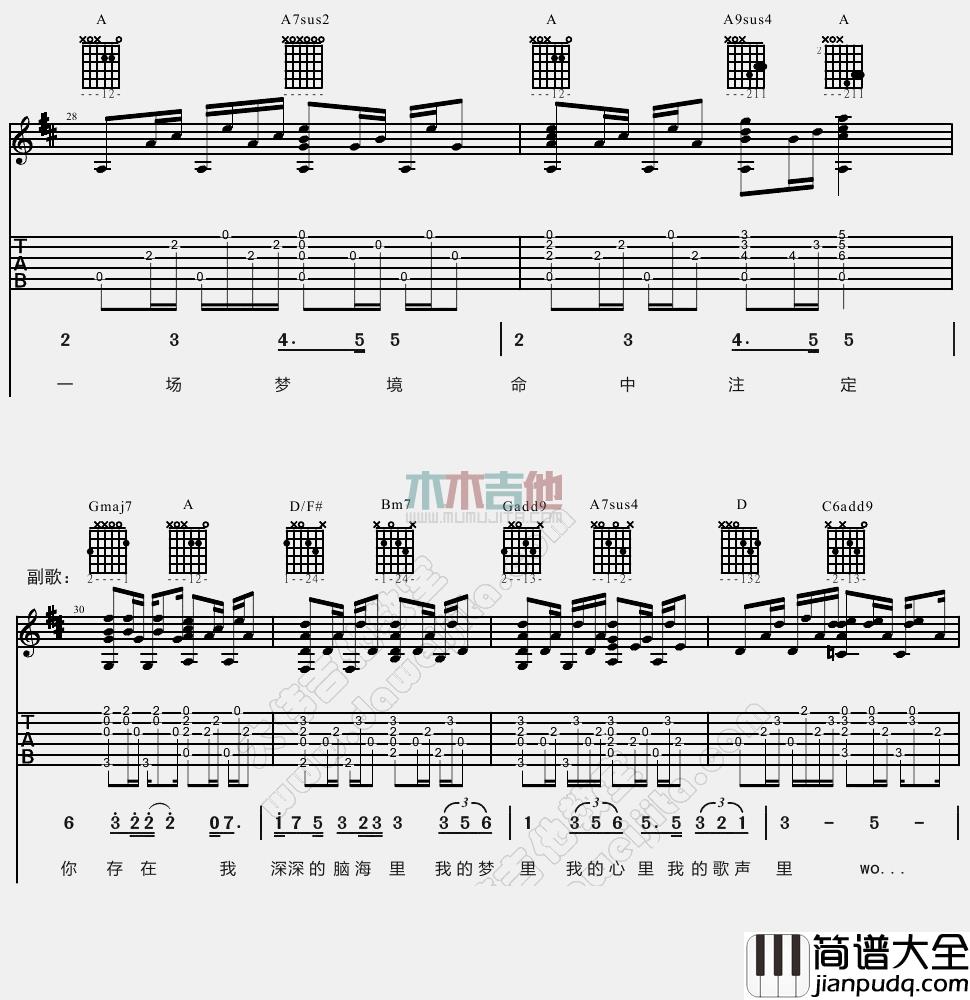 李代沫_我的歌声里_吉他谱_Guitar_Music_Score