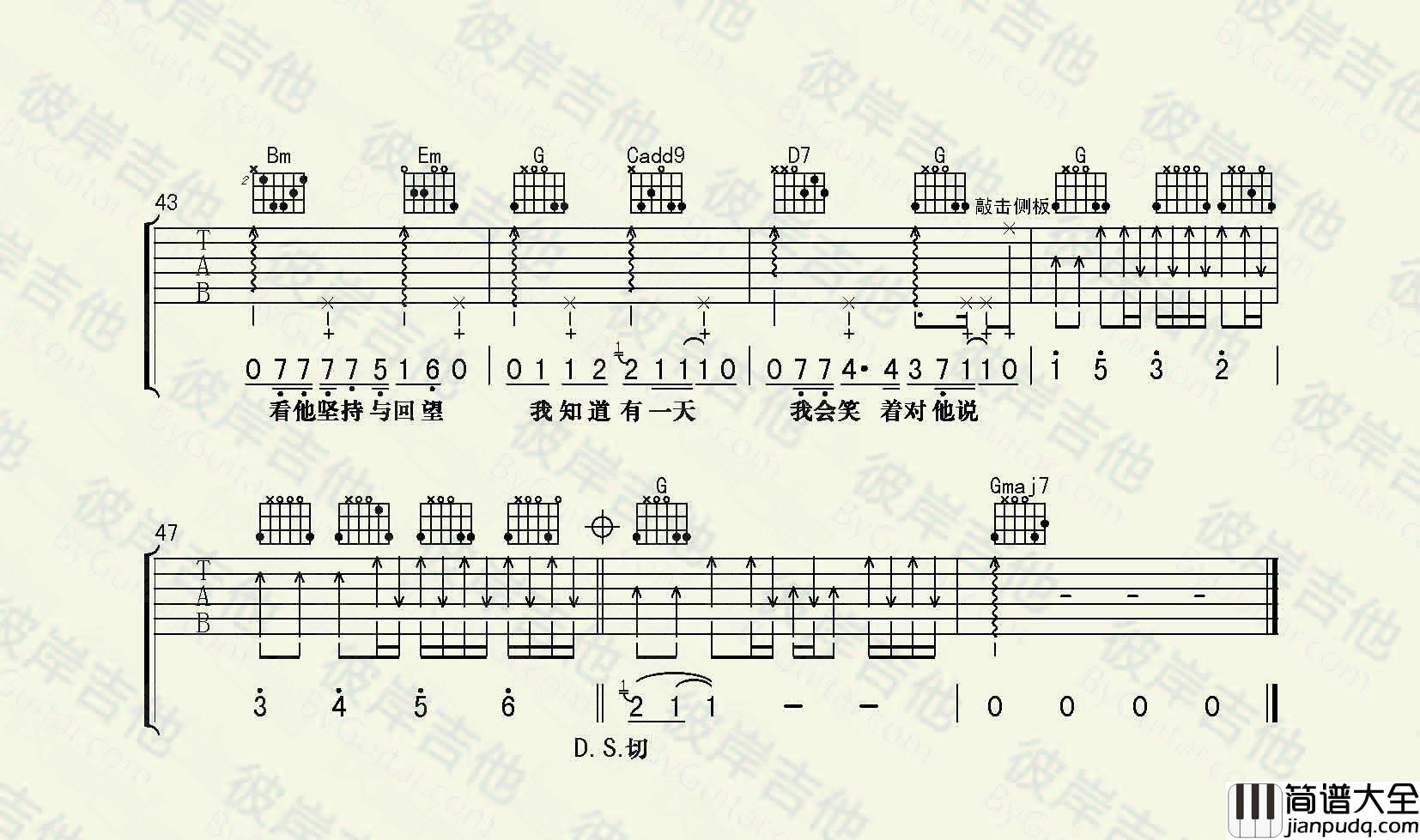 许巍_生活不止眼前的苟且_吉他谱_Guitar_Music_Score