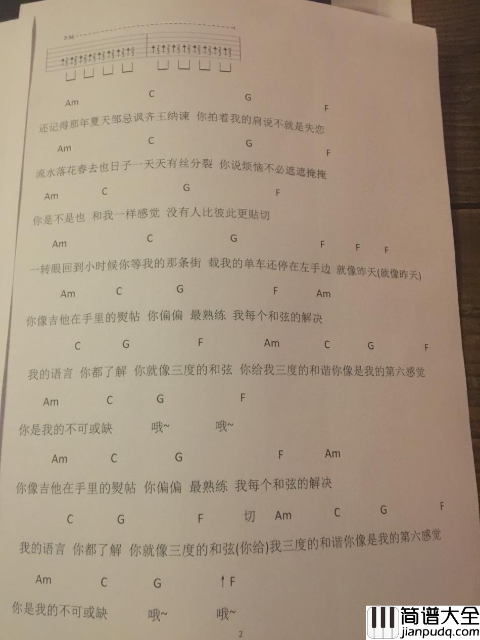 刘瑞琦_三度和弦_吉他谱_Guitar_Music_Score