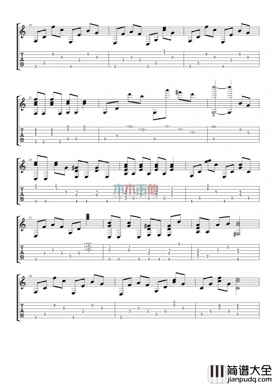 范玮琪_悄悄告诉你_指弹__吉他谱_Guitar_Music_Score
