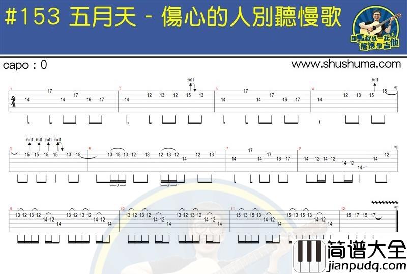 五月天_伤心的人别听慢歌_solo__吉他谱_Guitar_Music_Score