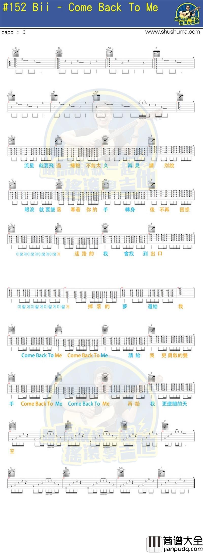 毕书尽_Come_back_to_me_吉他谱_Guitar_Music_Score