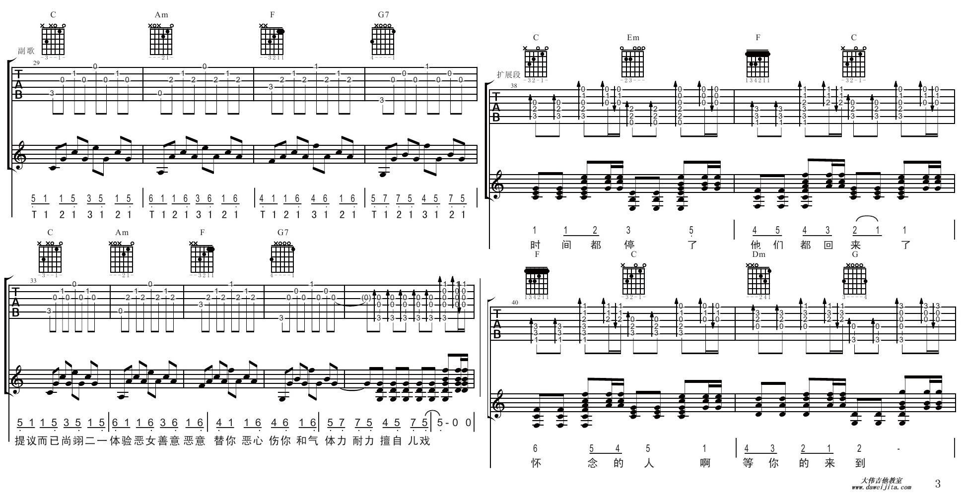 五月天_T1213121_吉他谱(C调)_Guitar_Music_Score