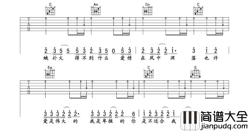 许嵩_飞蛾_吉他谱