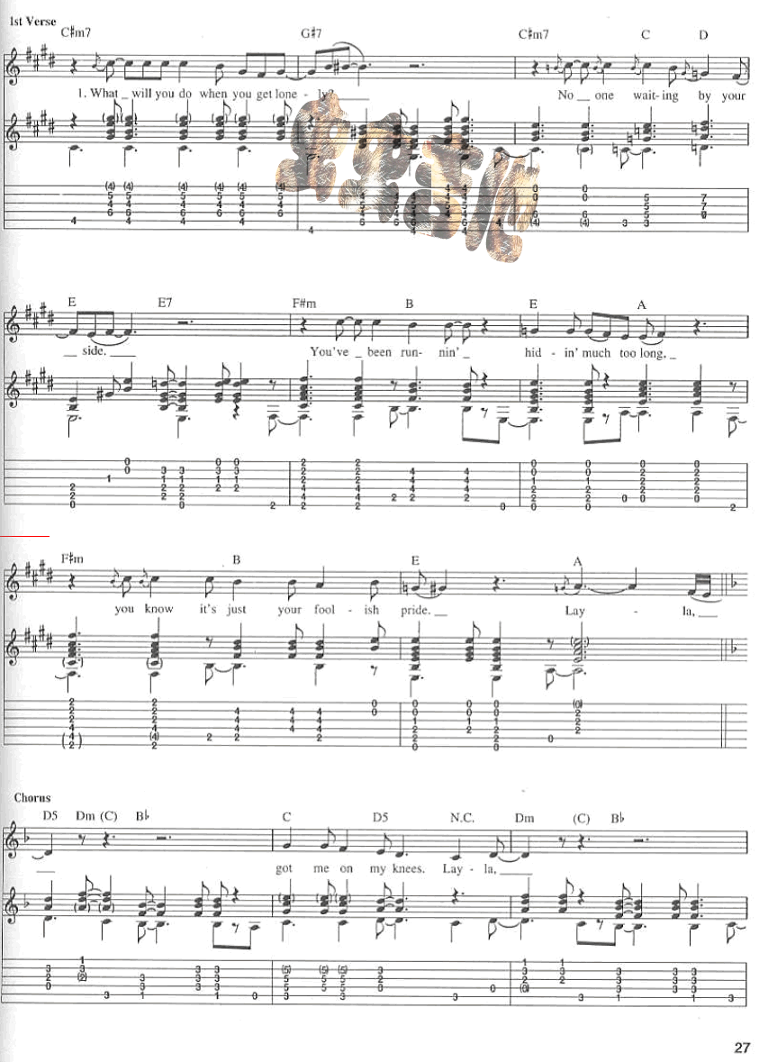 Layla_|_蕾拉_|原版扫描版|吉他谱|图片谱|高清|Eric_Clapton_|_克莱普顿