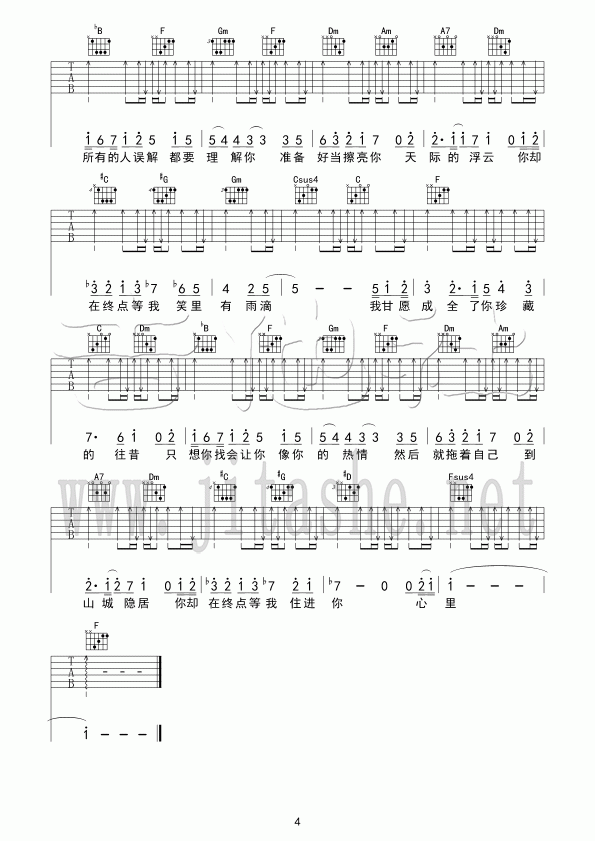 王菲_你在终点等我_吉他谱_Guitar_Music_Score