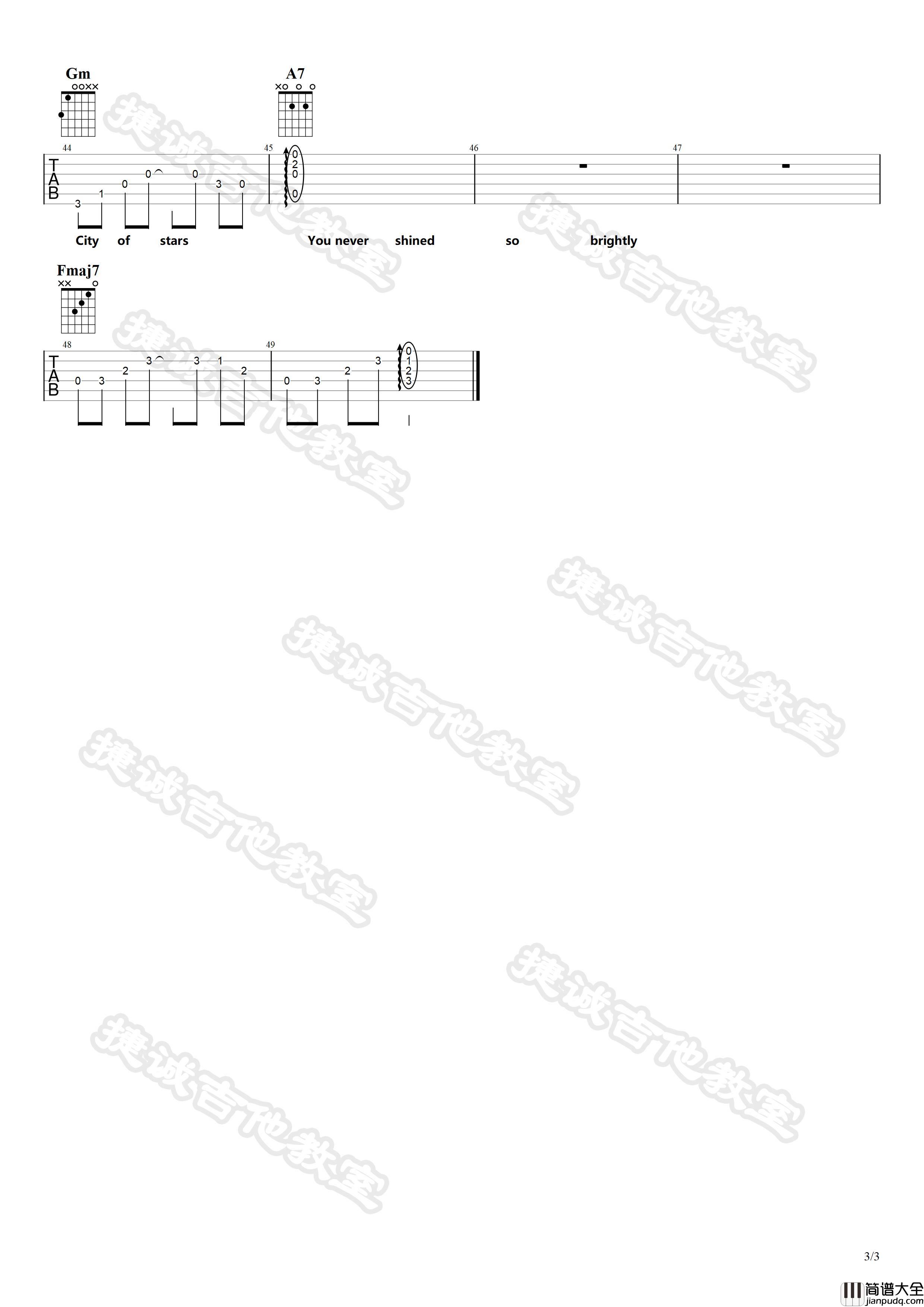 City_Of_Stars吉他谱_F调指法原版编配