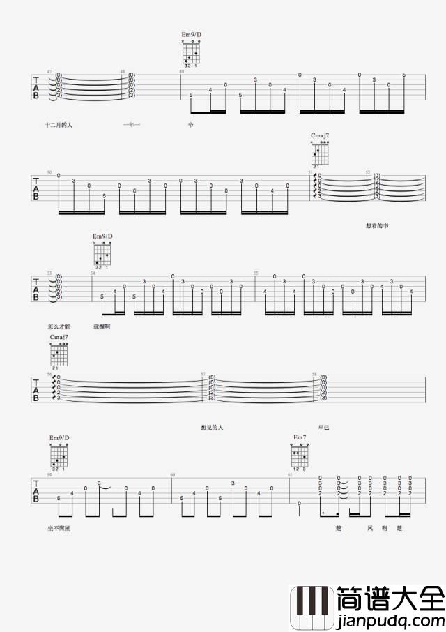 何大河_楚风阵阵吹_吉他谱_Guitar_Music_Score