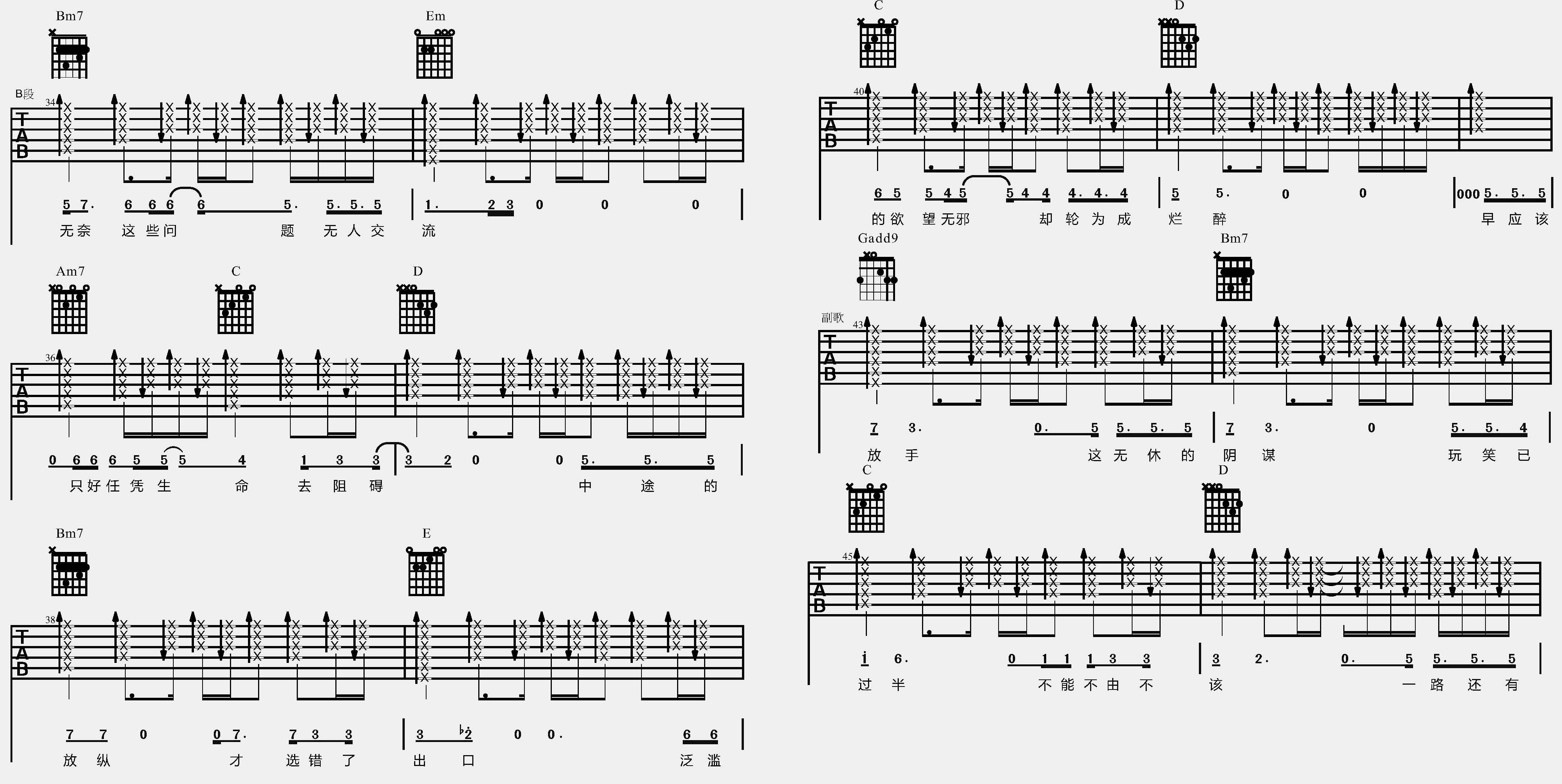 张杰_勿忘心安_吉他谱(G调)_Guitar_Music_Score