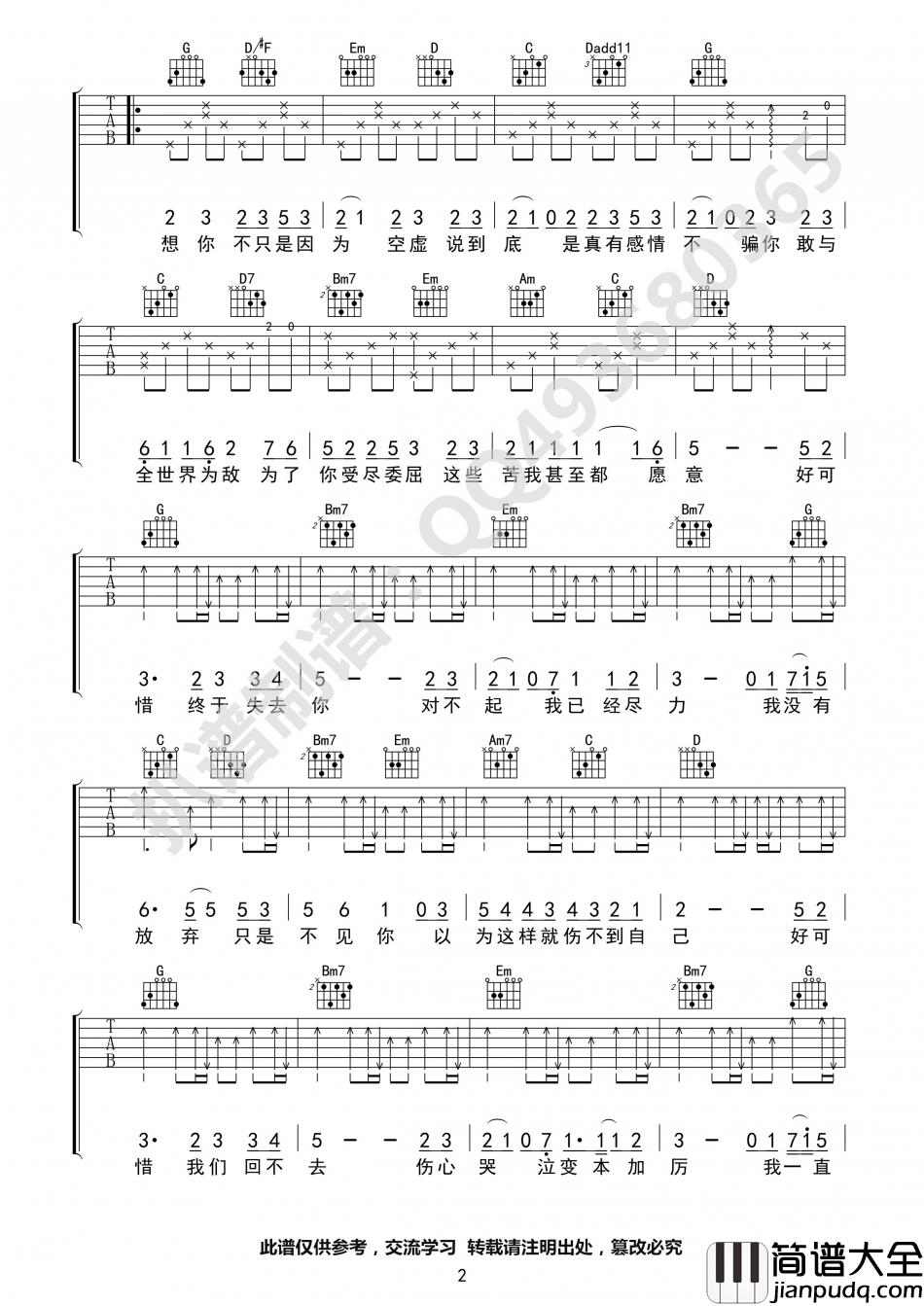 庄心妍_好可惜_吉他谱_Guitar_Music_Score