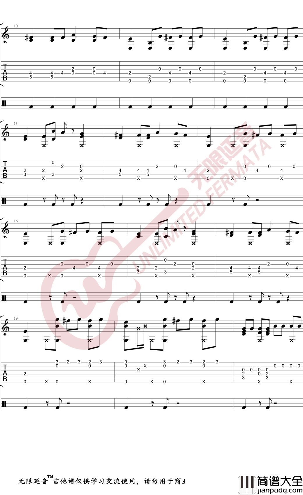抖音神曲BGM_黑人抬棺_指弹谱_原版吉他独奏谱