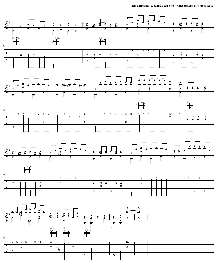 表演者|精心制作|吉他谱|图片谱|高清|S·乔普林（S·JOPLIN）