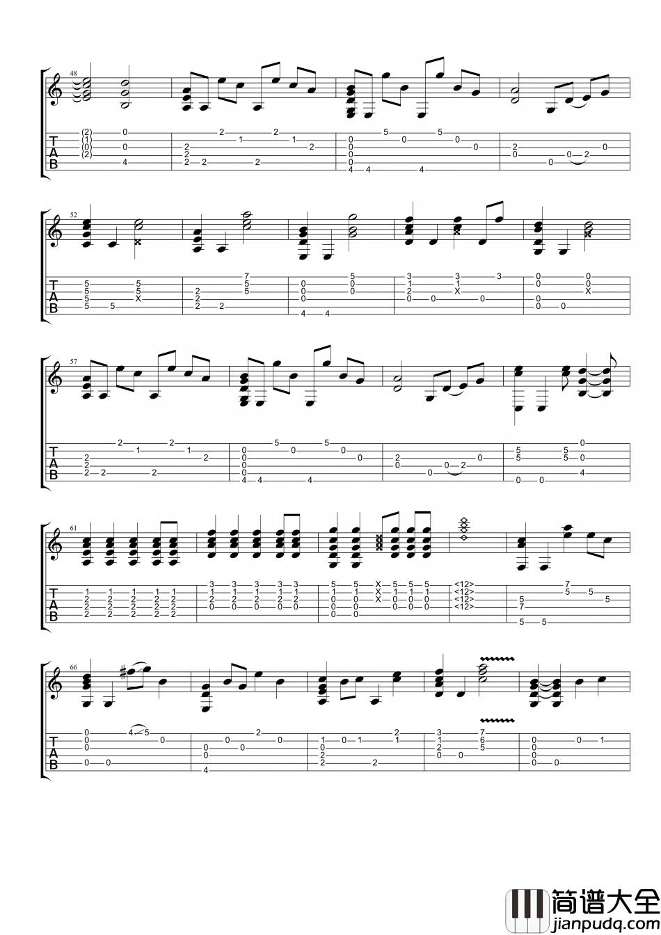 梁静茹_可惜不是你_指弹__吉他谱_Guitar_Music_Score
