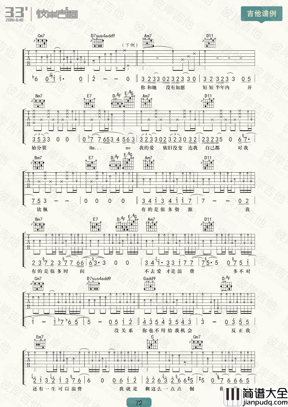 徐佳莹_浪费_吉他谱_Guitar_Music_Score
