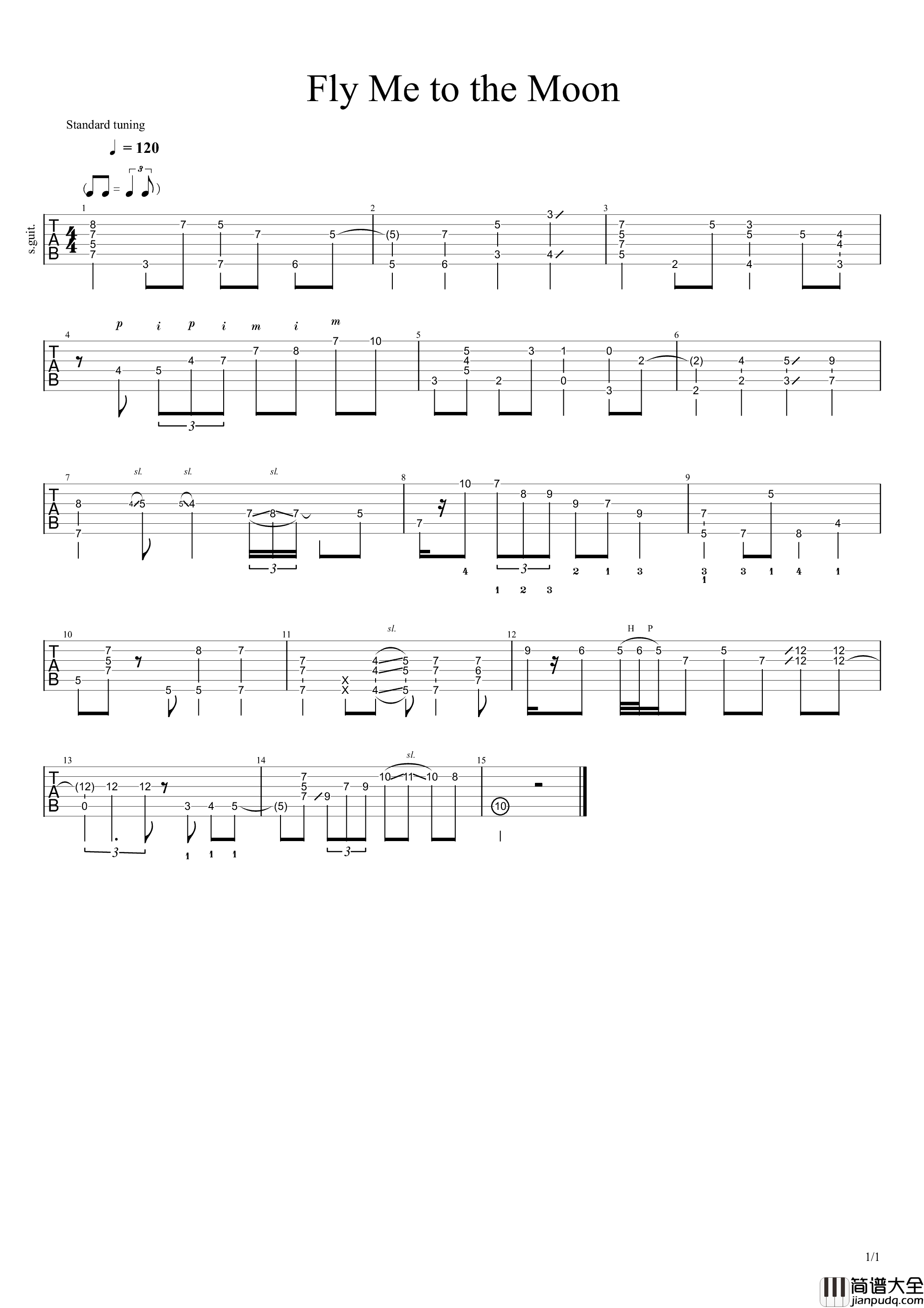 井草圣二_Fly_Me_to_the_Moon_吉他谱_指弹谱