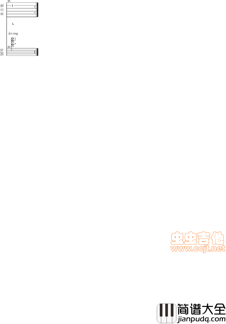 千与千寻（吉他+钢琴）|吉他谱|图片谱|高清|千与千寻