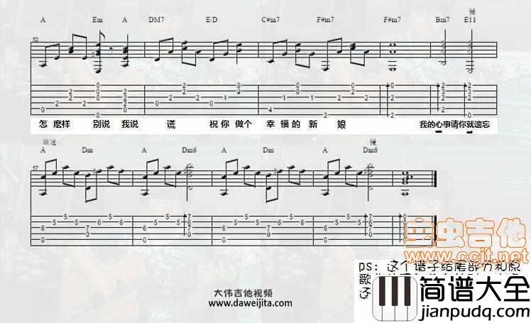 说谎|林宥嘉(大伟老师带歌词版)|吉他谱|图片谱|高清|林宥嘉