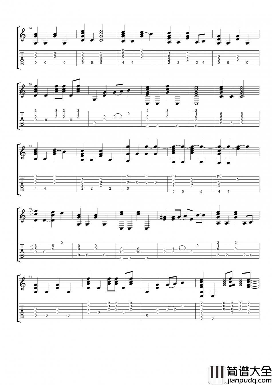 梁静茹_可惜不是你_指弹__吉他谱_Guitar_Music_Score