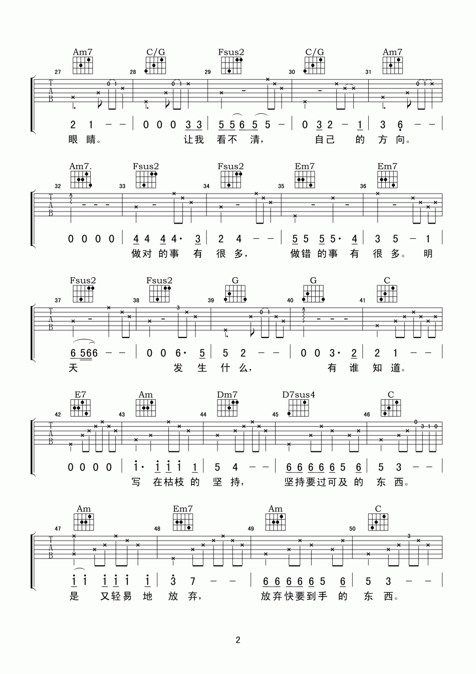 老谢_别纠结_吉他谱_Guitar_Music_Score