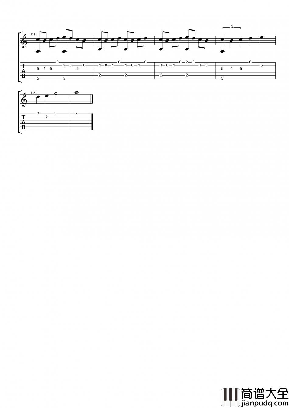 家家_命运_指弹__吉他谱_Guitar_Music_Score