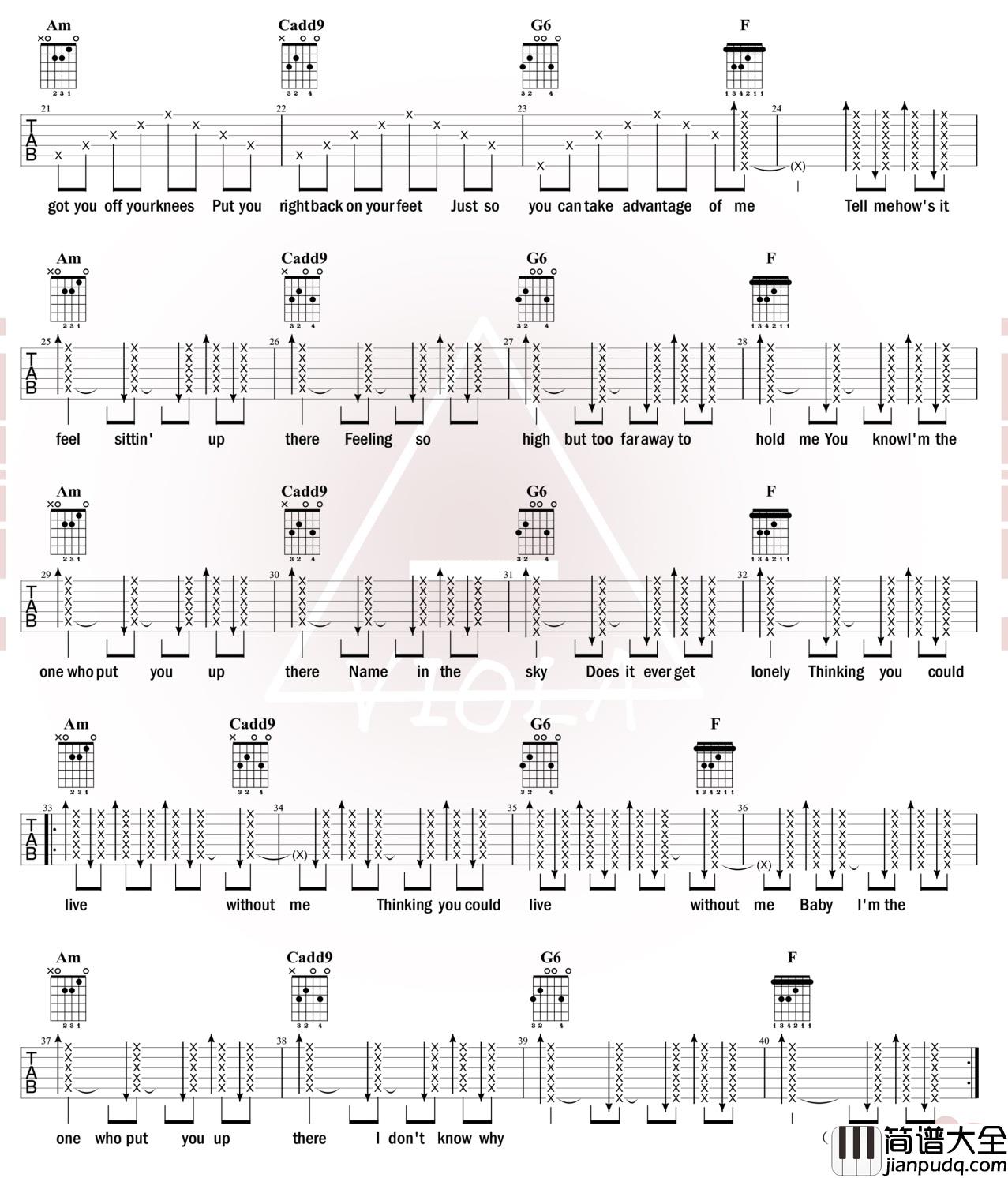 Without_Me_Halsey_图片谱标准版_吉他谱_Daram_吉他图片谱_高清