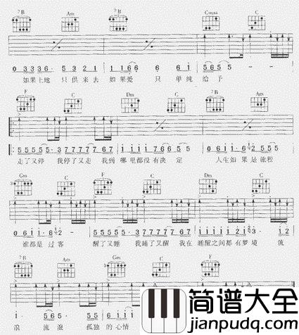 流浪者|吉他谱|图片谱|高清|齐秦