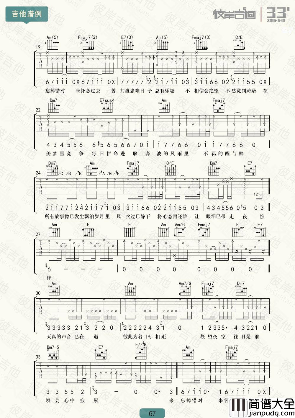 李克勤_友情岁月_吉他谱_Guitar_Music_Score