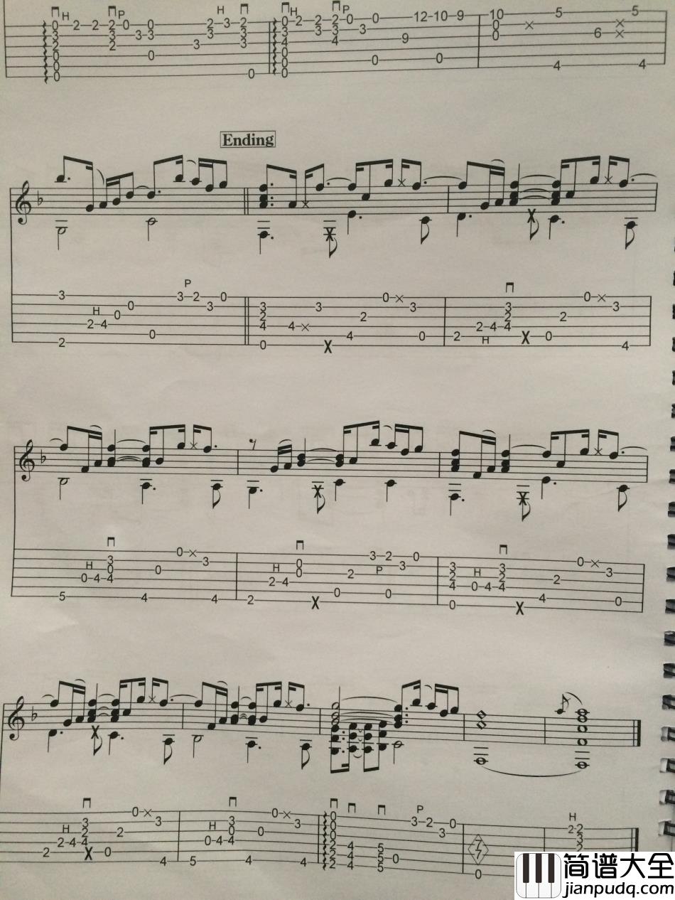 伍伍慧_Bluebird_指弹__吉他谱_Guitar_Music_Score