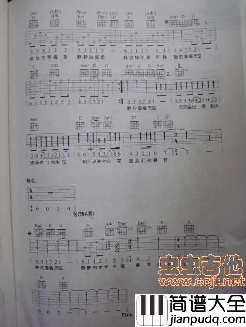 静静的|吉他谱|图片谱|高清|庾澄庆