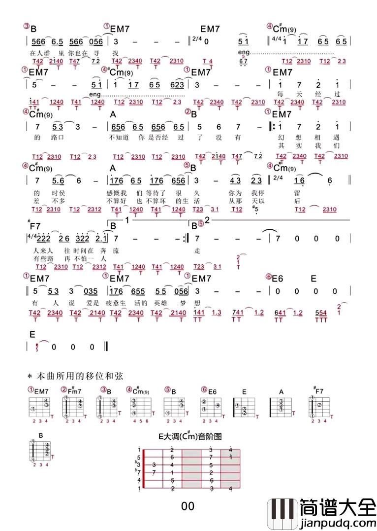 等我遇见你吉他谱_李健_北京遇上西雅图2主题曲