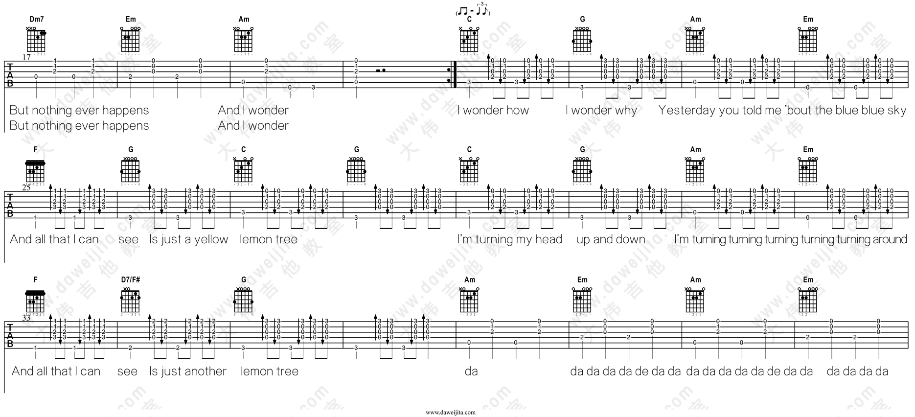 Fool,s,Garden_Lemon_Tree_吉他谱(C调)_Guitar_Music_Score